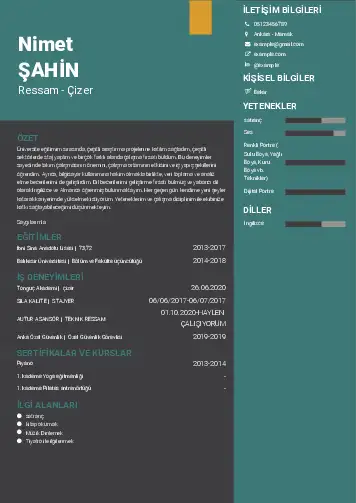 Ressam Cv Örnekleri cv indir